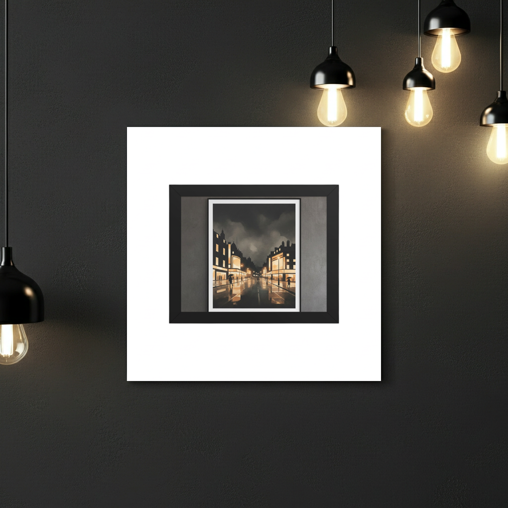 London Rainy Street at Night Framed Wall Art | Livvat Exclusive