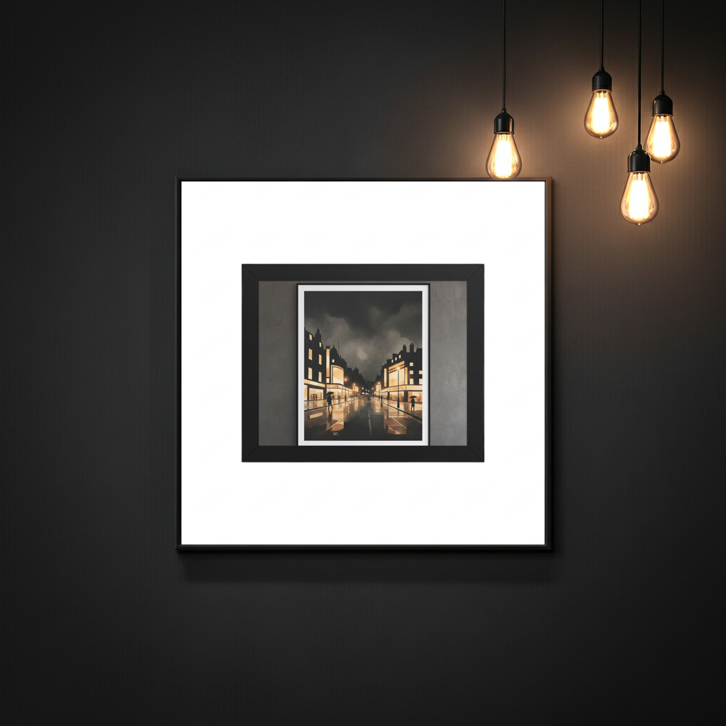 London Rainy Street at Night Framed Wall Art | Livvat Exclusive