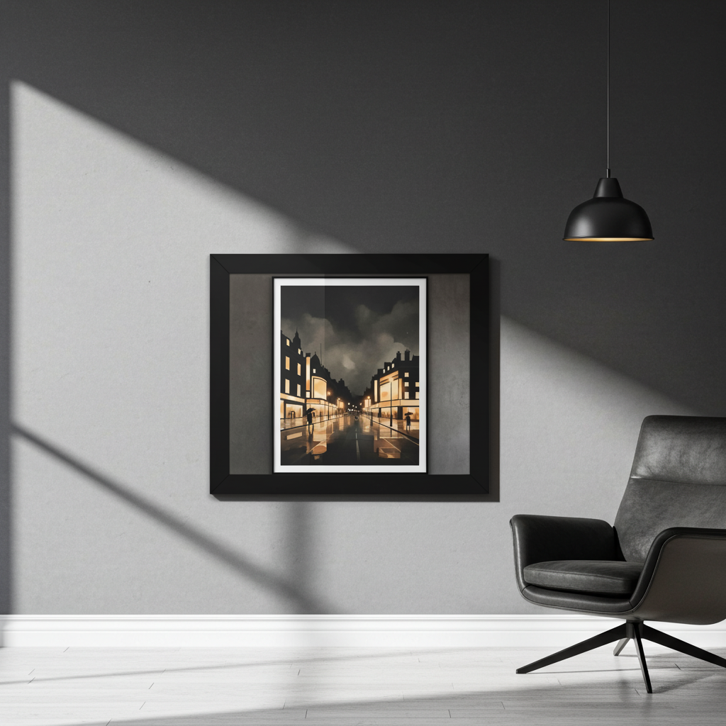 London Rainy Street at Night Framed Wall Art | Livvat Exclusive