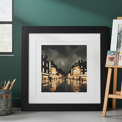 London Rainy Street at Night Framed Wall Art | Livvat Exclusive
