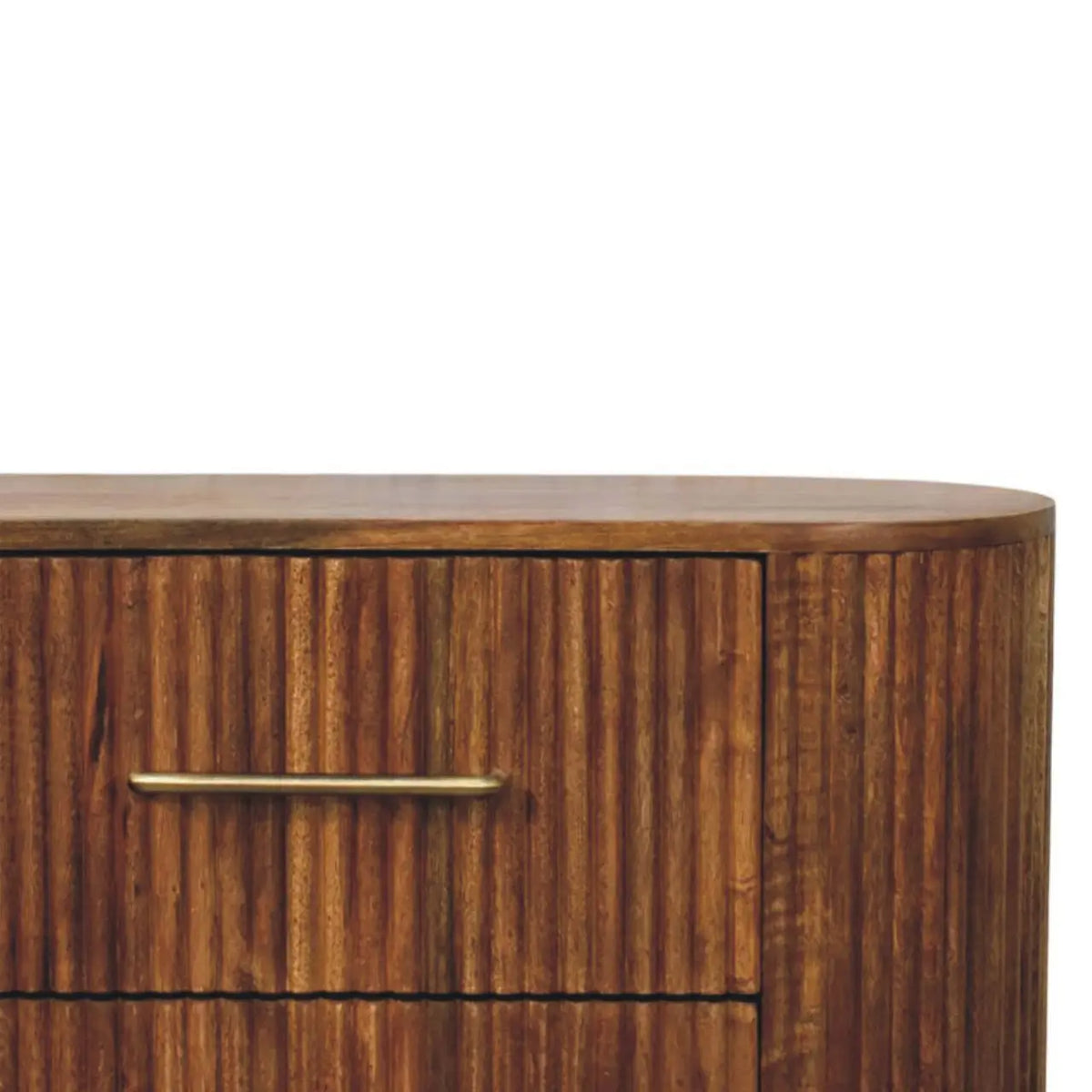 Ridgefront 6 Drawer Chest of Drawers Solid Mango Wood Amber Oak Ribbed