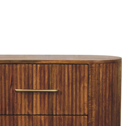 Ridgefront 6 Drawer Chest of Drawers Solid Mango Wood Amber Oak Ribbed