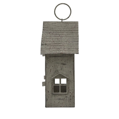 Rustic  Metal Hanging House Tealight With Glass Votive