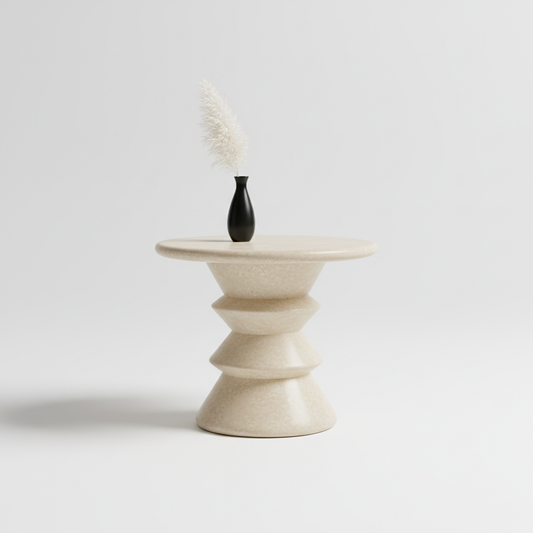 Sculptural Travertine Pedestal Side Table
