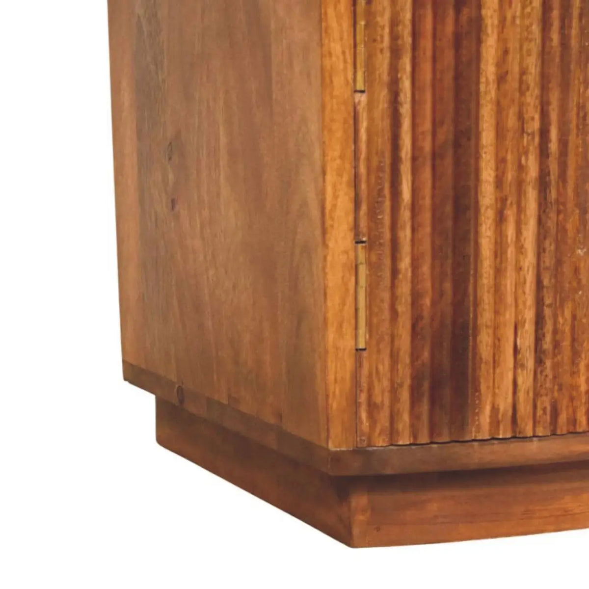 Solid Wood Curved Ribbed Bedside Table with Drawer | Nightstand