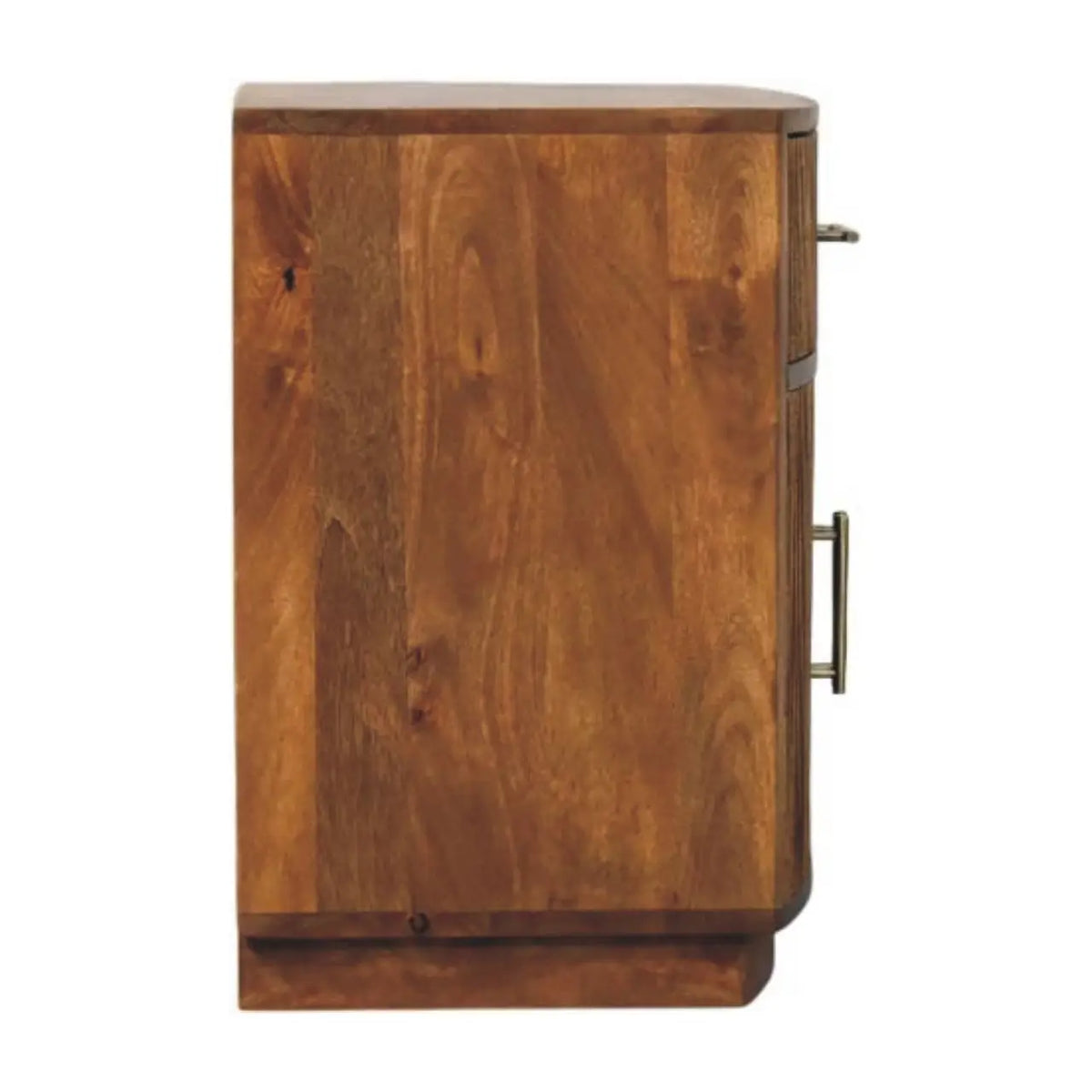 Solid Wood Curved Ribbed Bedside Table with Drawer | Nightstand