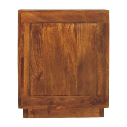 Solid Wood Curved Ribbed Bedside Table with Drawer | Nightstand