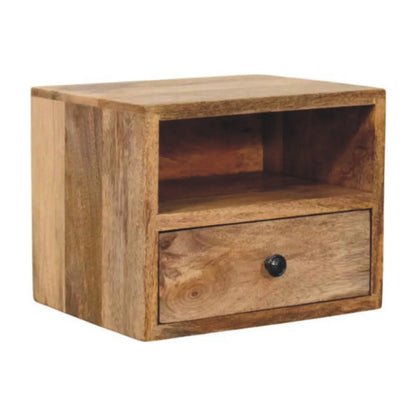 Solis 1 Drawer Oak-ish Wall Mounted Nightstand | Bedside Table