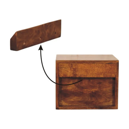 Solis 2 Drawer Chestnut Wall Mounted Nightstand | Bedside Table