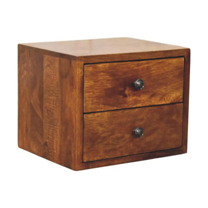 Solis 2 Drawer Chestnut Wall Mounted Nightstand | Bedside Table