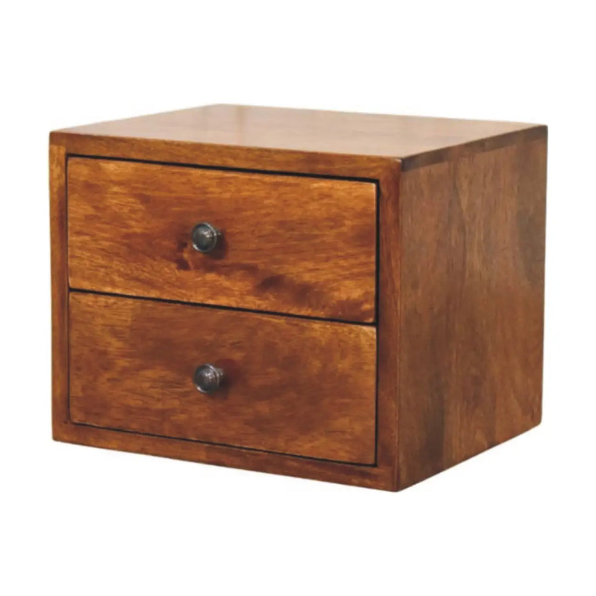 Solis 2 Drawer Chestnut Wall Mounted Nightstand | Bedside Table