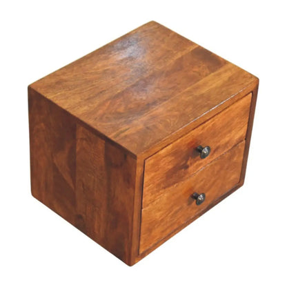 Solis 2 Drawer Chestnut Wall Mounted Nightstand | Bedside Table
