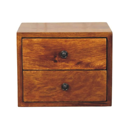 Solis 2 Drawer Chestnut Wall Mounted Nightstand | Bedside Table