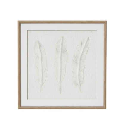 Solli White Feathers Art Mounted In Beaded Frame