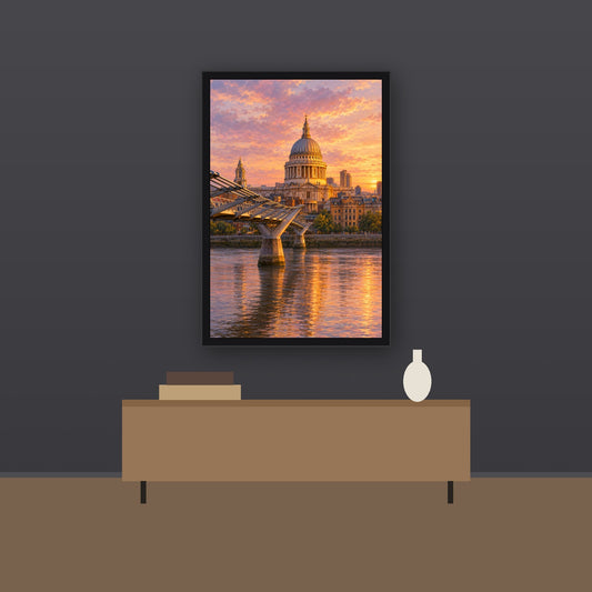 Livvat St Paul's Cathedral framed print on a charcoal wall