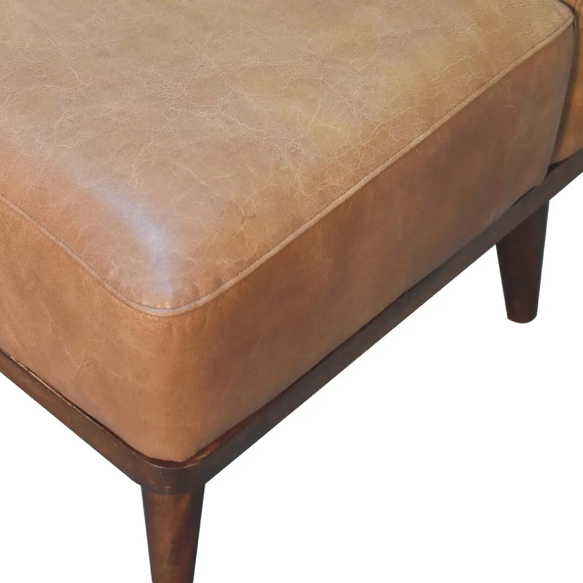 Tan Buffalo Backrest Footstool | Ottoman