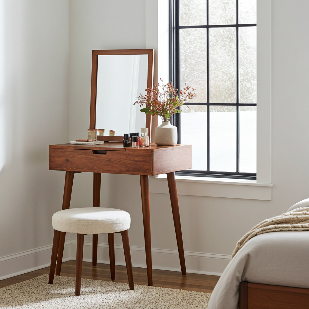 Mini Chestnut Fold Vanity | Chest of Drawers
