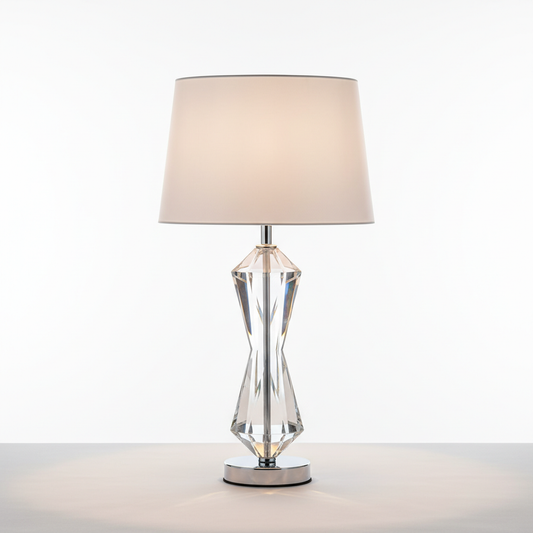 The 'Orion' Faceted Crystal & Polished Chrome Table Lamp