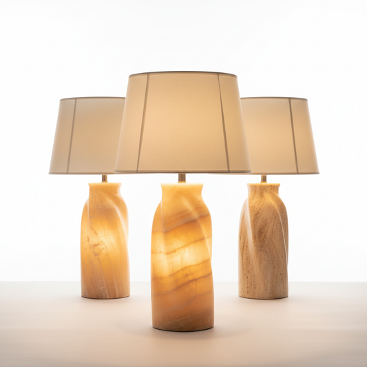 The Portico Alabaster & Silk Table Lamp