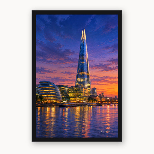 The Shard at Dusk framed wall art by Livvat, black frame