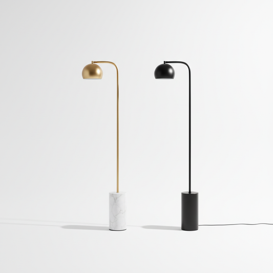The St. Ives Arc: Minimalist Marble Base Floor Lamp