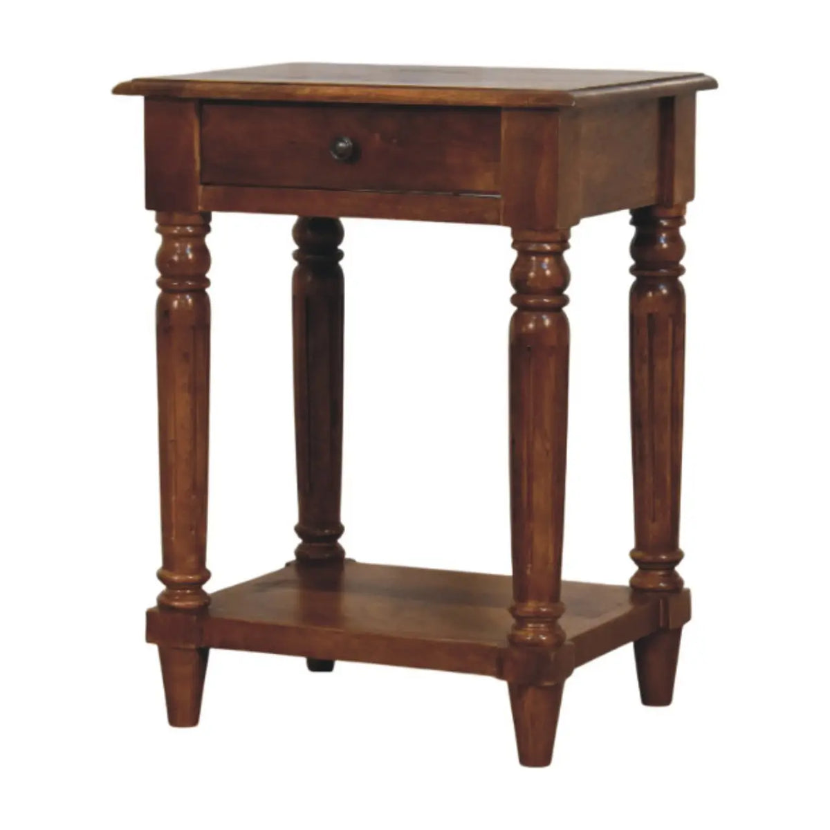 Turned Legs Chestnut 1 Drawer Bedside Table | Nightstand