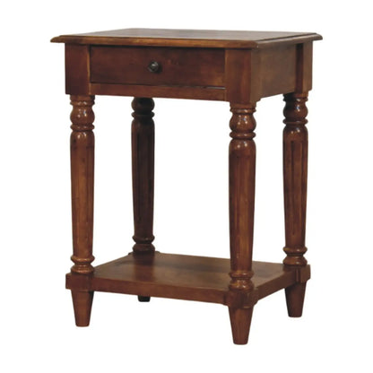 Turned Legs Chestnut 1 Drawer Bedside Table | Nightstand