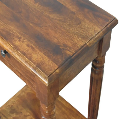 Turned Legs Chestnut 1 Drawer Bedside Table | Nightstand