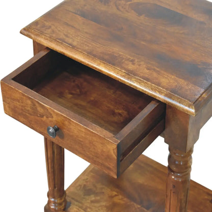 Turned Legs Chestnut 1 Drawer Bedside Table | Nightstand