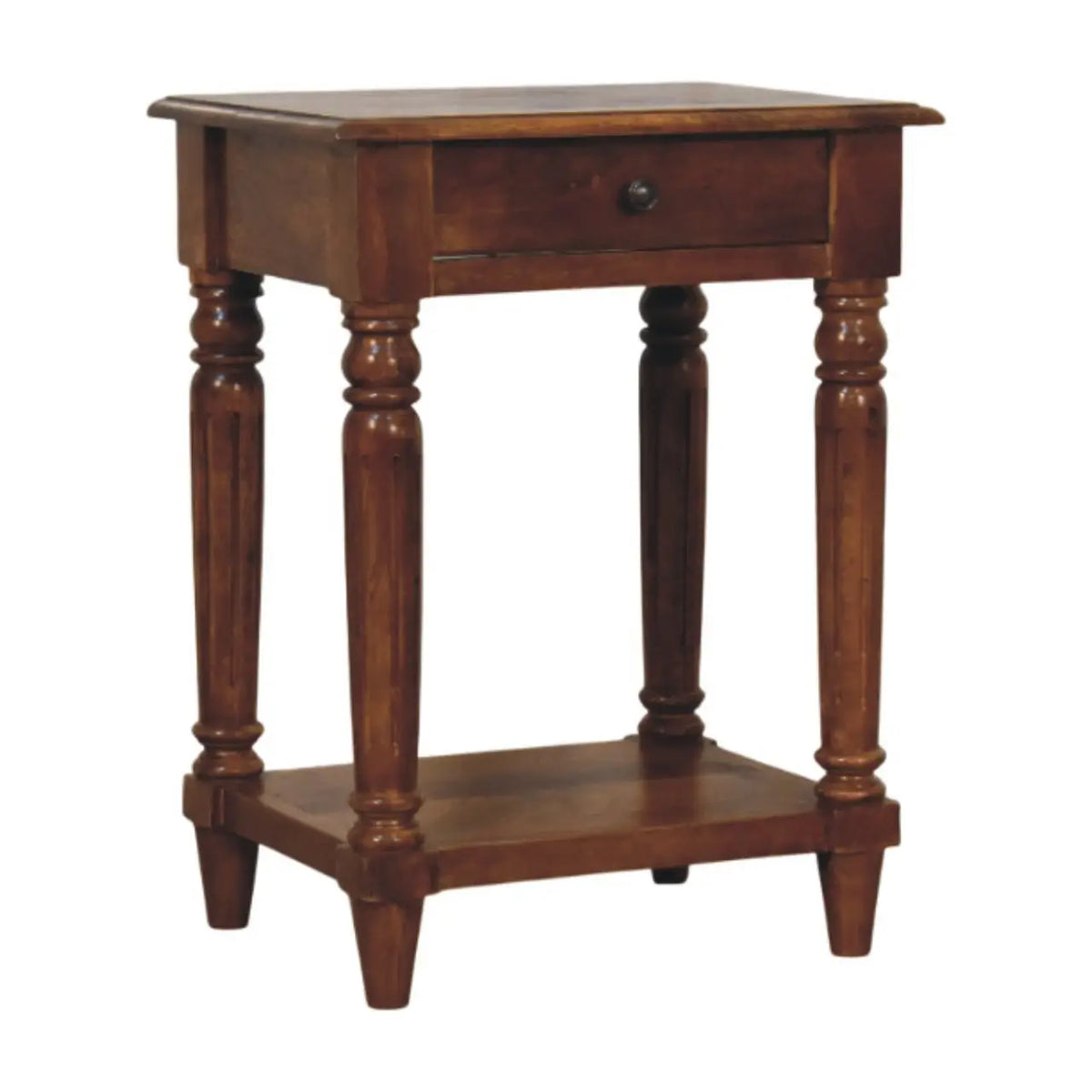 Turned Legs Chestnut 1 Drawer Bedside Table | Nightstand