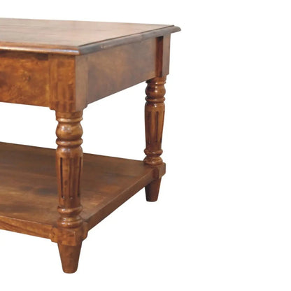 Turned Legs Chestnut 2 Drawer Coffee Table