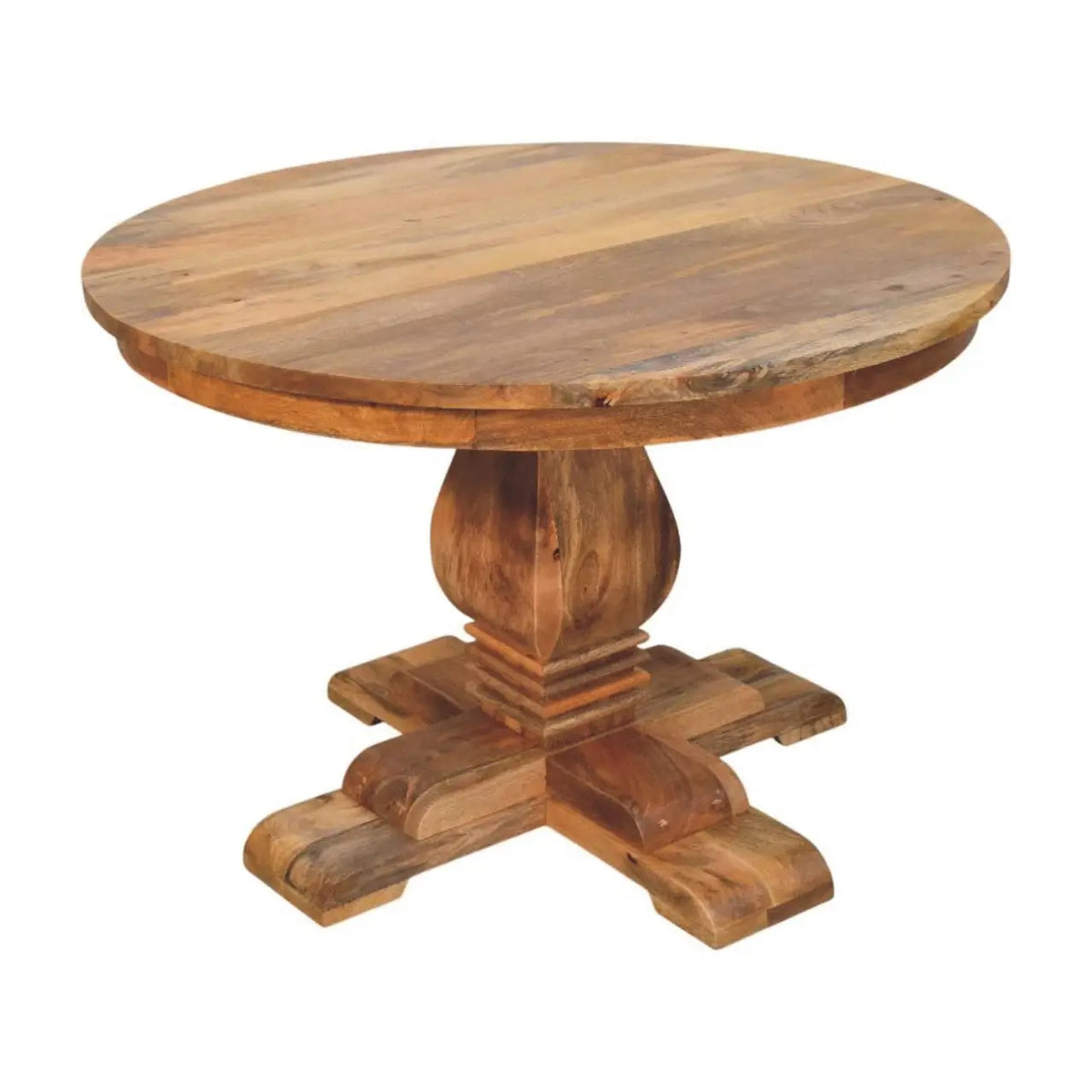Valentina Round Dining Table Solid Wood Sculpted Pedestal Base Kitchen