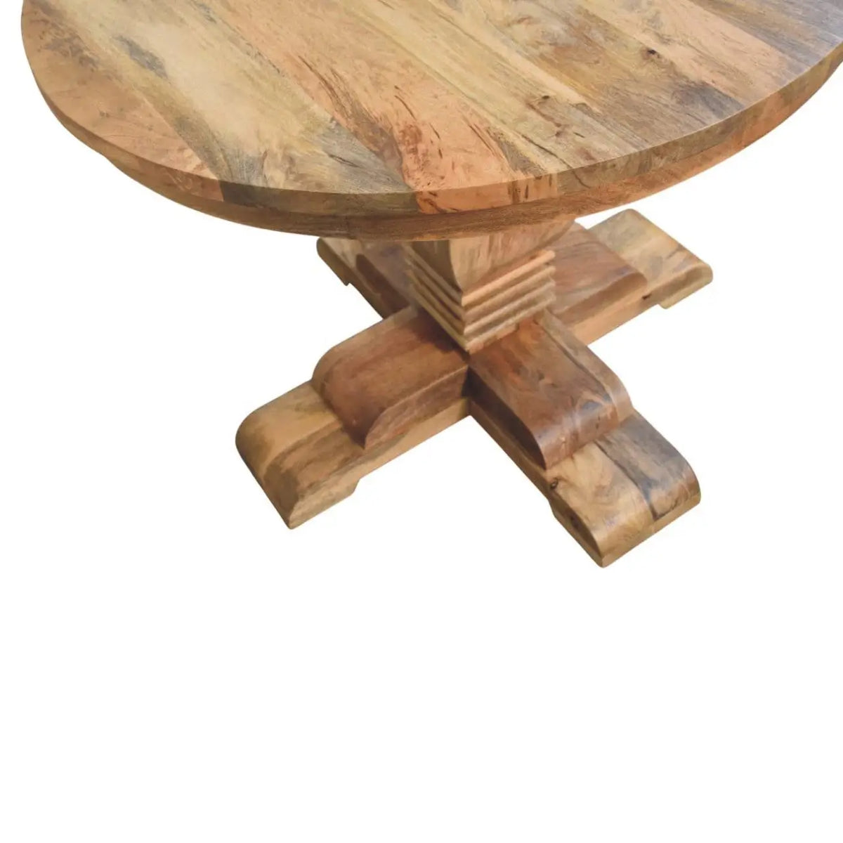 Valentina Round Dining Table Solid Wood Sculpted Pedestal Base Kitchen