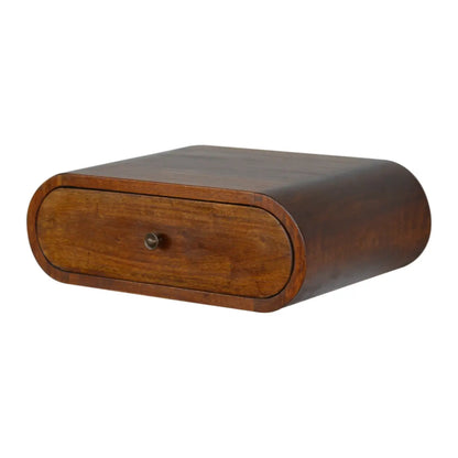 Wall Mounted Round Chestnut Bedside Table | Nightstand
