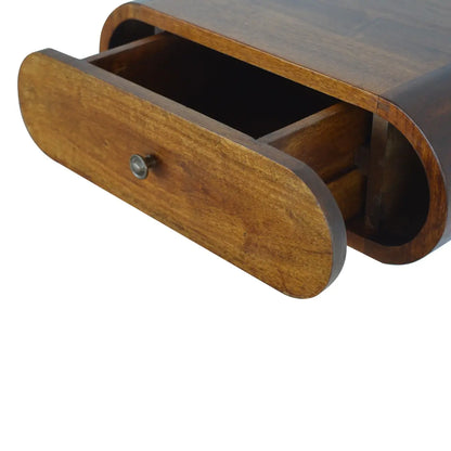 Wall Mounted Round Chestnut Bedside Table | Nightstand