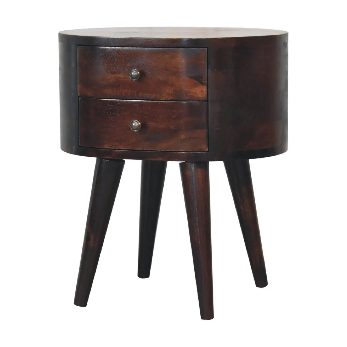 Walnut Rounded Bedside Table | Nightstand