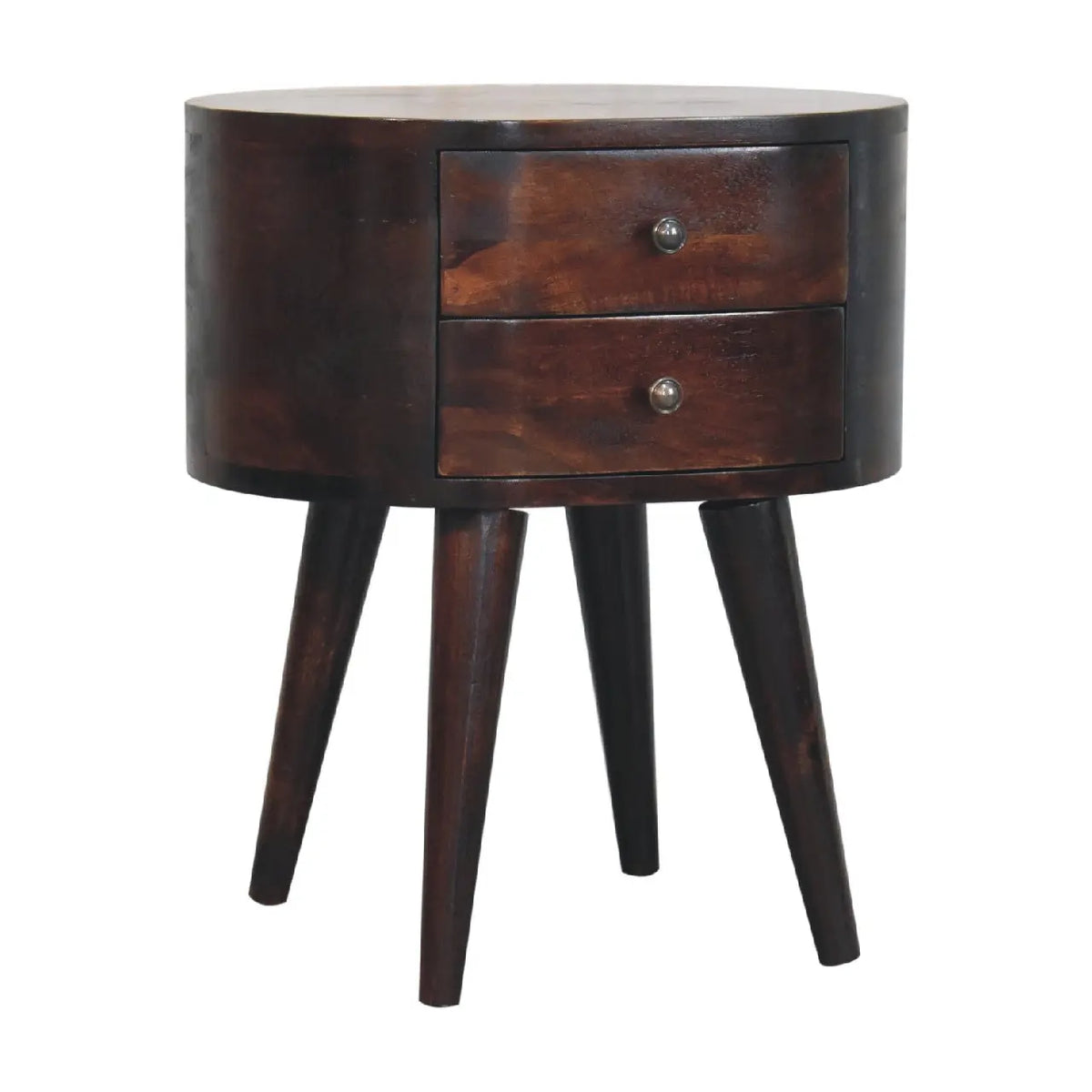 Walnut Rounded Bedside Table | Nightstand