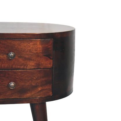 Walnut Rounded Bedside Table | Nightstand