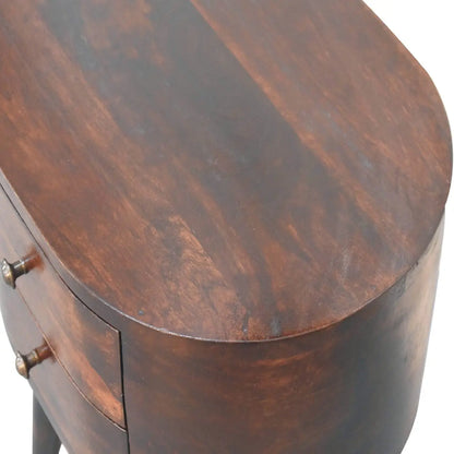 Walnut Rounded Bedside Table | Nightstand