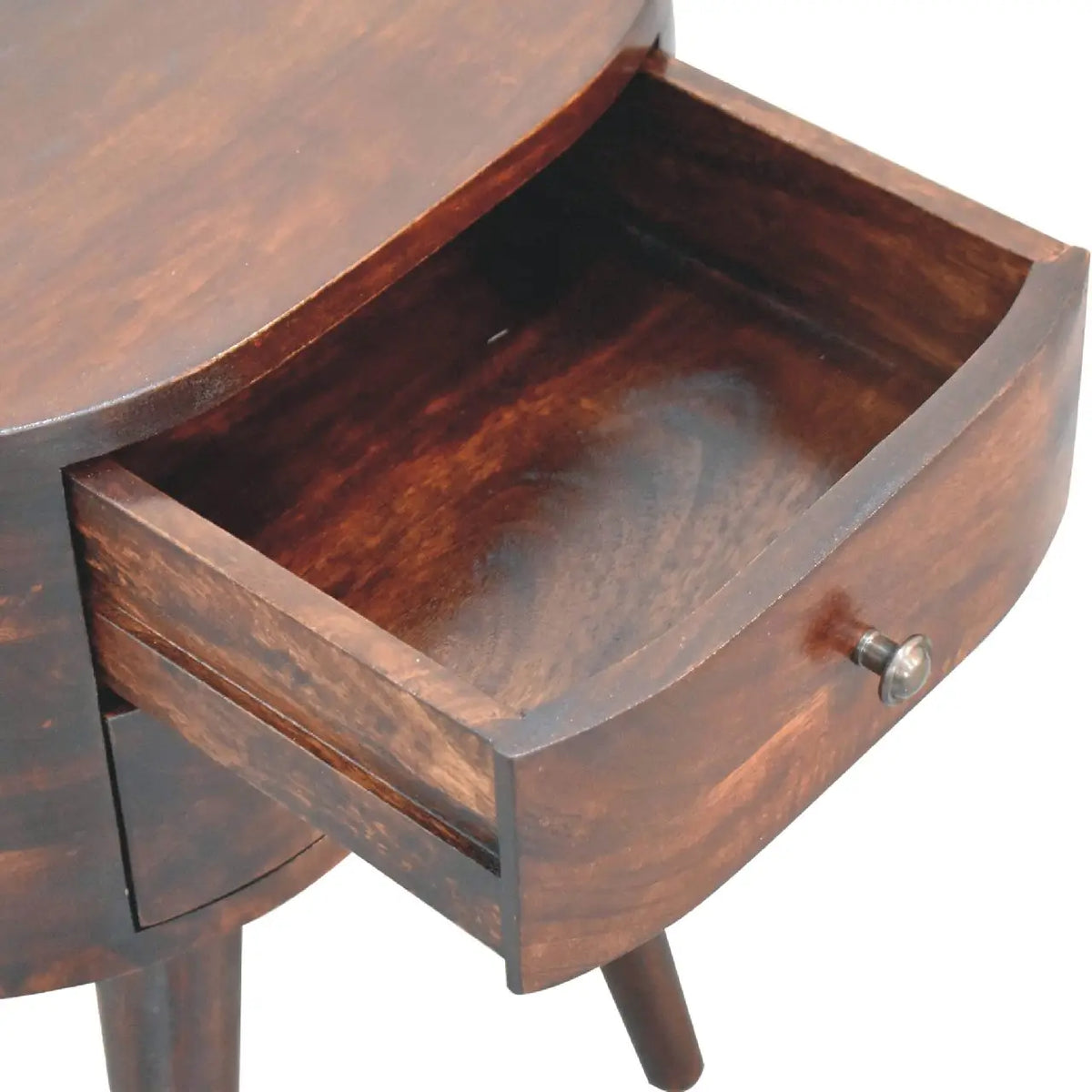 Walnut Rounded Bedside Table | Nightstand