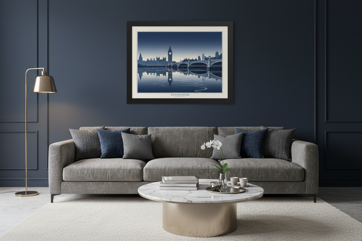 London Westminster Bridge at Night Framed Wall Art | Livvat Exclusive