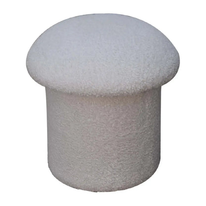 White Boucle Mushroom Footstool | Ottoman