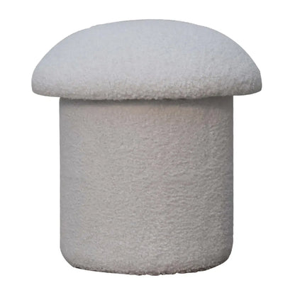 White Boucle Mushroom Footstool | Ottoman