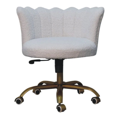 White Boucle Swivel Chair