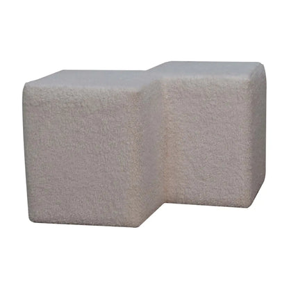 White Boucle Twin Footstool | Ottoman