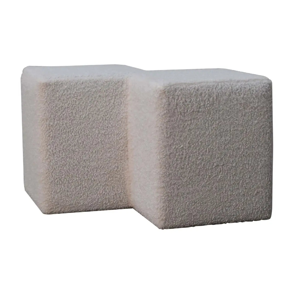 White Boucle Twin Footstool | Ottoman