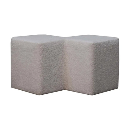 White Boucle Twin Footstool | Ottoman