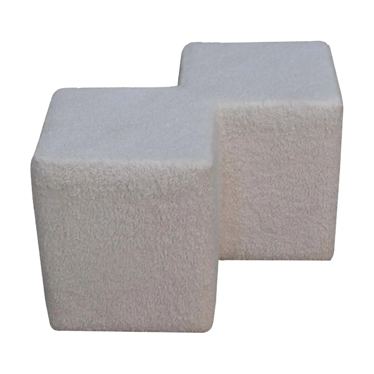 White Boucle Twin Footstool | Ottoman