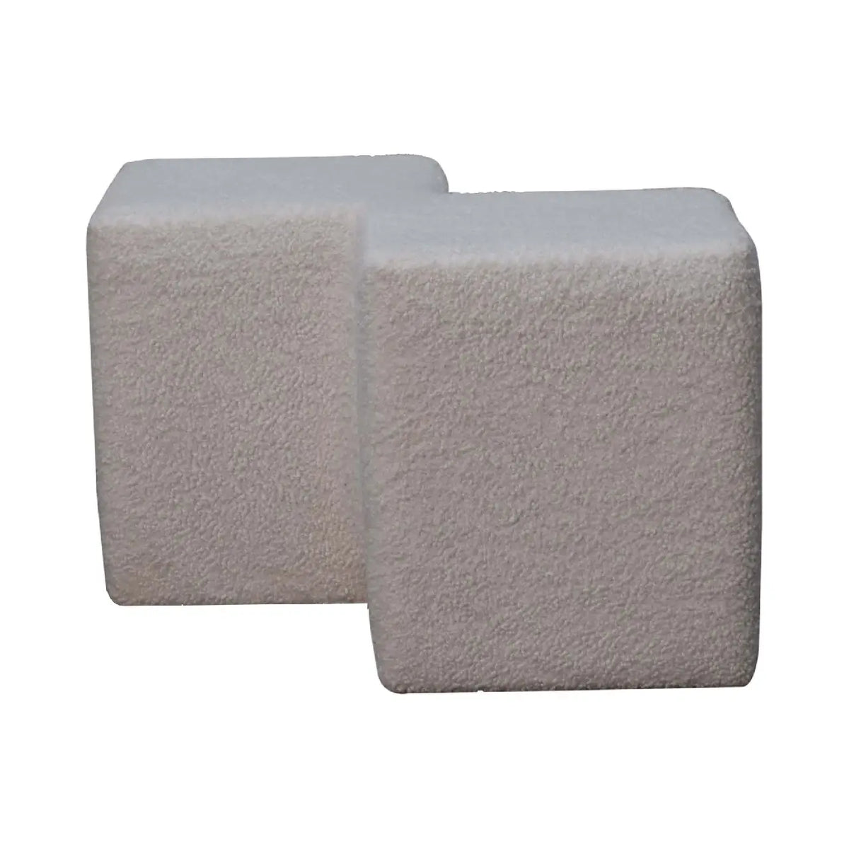 White Boucle Twin Footstool | Ottoman