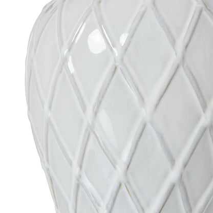 White Ceramic Ginger Jar Lamp With Linen Shade